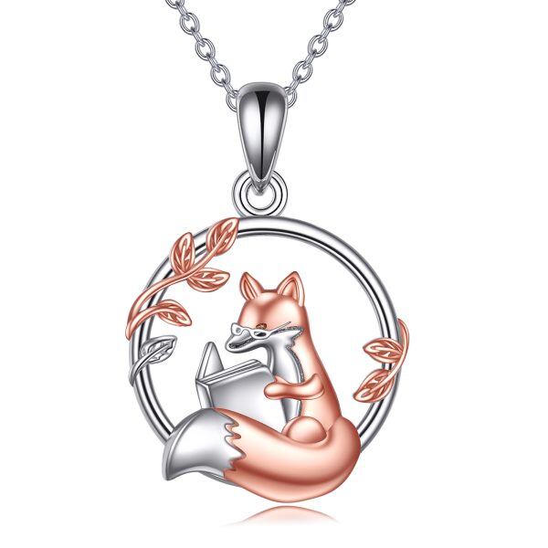 Sterling Silver Fox Pendant Necklace-0