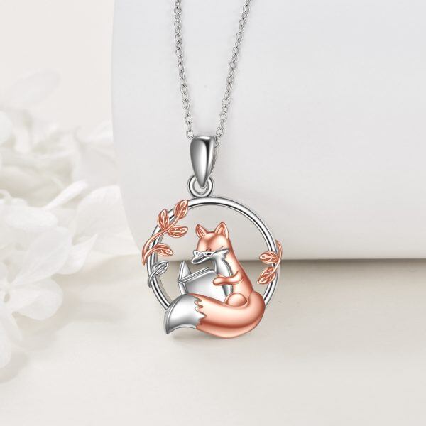 Sterling Silver Fox Pendant Necklace-3