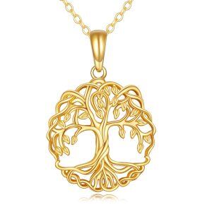 14K Gold Tree of Life Pendant Necklaces-0