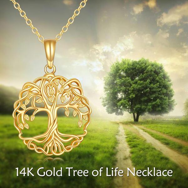 14K Gold Tree of Life Pendant Necklaces-4