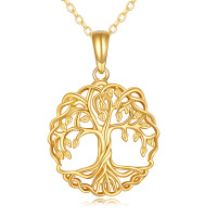 wholesale Yellow Gold 14K Tree of Life Pendant Necklace for Women - Family Jewelry- Gold Plated