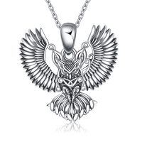wholesale 925 Sterling Silver Oxidized Owl Pendant with Celtic Knot Design Chain Necklace for Women and Men - Unisex - Oxidized/Oxidised