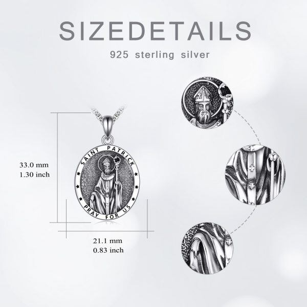 Sterling Silver St Patrick Pendant Necklaces With Stainless Steel Chain-1