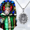 wholesale 925 Sterling Silver Saint Patrick Medal Pendant Necklace  with Chain for Men Women Boys Girls Gift Jewelry Accessories-0-2
