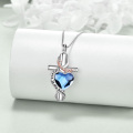 wholesale 925 Sterling Silver Heart-Shaped Crystal Cremation Keepsake Pendant Necklace with Funnel and Fill Tool - Memorial Jewelry for Women-0-5