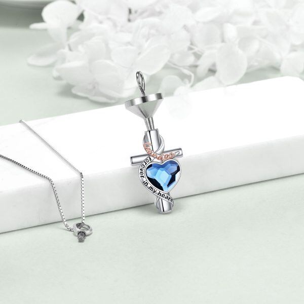 Sterling Silver Cross Crystal Urn Necklace In Memory Of Grandpa-6