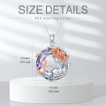 wholesale 925 Sterling Silver Round Crystal Rose Flower Mother Daughter Necklace Jewelry-0-1