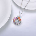 wholesale 925 Sterling Silver Round Crystal Rose Flower Mother Daughter Necklace Jewelry-0-3