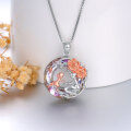 wholesale 925 Sterling Silver Round Crystal Rose Flower Mother Daughter Necklace Jewelry-0-4