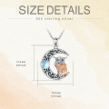 wholesale 925 Sterling Silver Highland Cow & Moon Stone Necklace - Women's Birthday/Christmas Gifts for Her-0-1