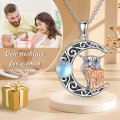 wholesale 925 Sterling Silver Highland Cow & Moon Stone Necklace - Women's Birthday/Christmas Gifts for Her-0-4