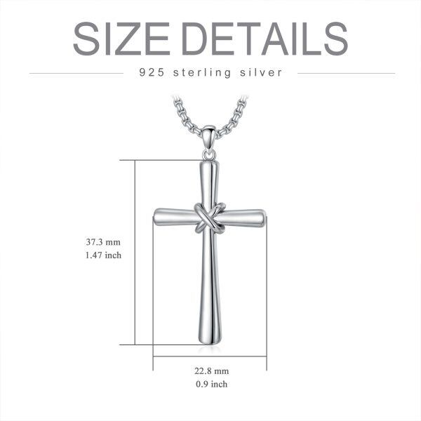 Sterling Silver Knot Cross Pendant Necklace With Stainless Steel Chain-1