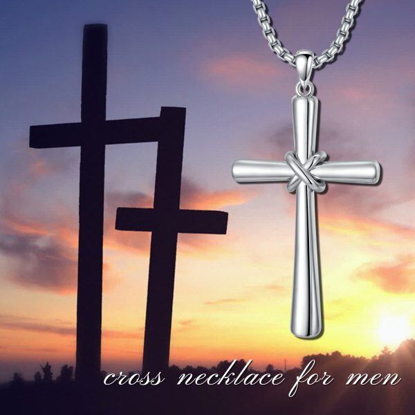 Sterling Silver Knot Cross Pendant Necklace With Stainless Steel Chain-2