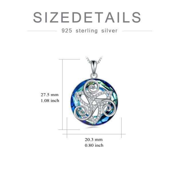 Sterling Silver Celtic Pendant Necklace With Blue Crystal-1