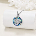 wholesale 925 Sterling Silver Blue Crystal Triskele Pendant Necklaces Celtic Knot Irish Jewelry for Women-0-2