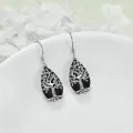 wholesale 925 Sterling Silver Tree of Life Black Onyx Drop Earrings-0-2