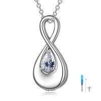 wholesale 925 Sterling Silver Infinity Teardrop Cremation Jewelry Keepsake Pendant Necklace for Ashes with Chain and Funnel Set- Silver Plated
