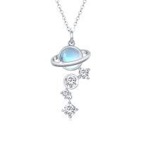 wholesale 925 Sterling Silver Blue Moonstone Galaxy Necklace - Universe Solar System Star Pendant s for Women- Silver Plated