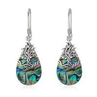 wholesale 925 Sterling Silver Abalone Shell Celtic Tree Of Life Dangle Drop Earrings for Women's  Ideas- Silver Plated