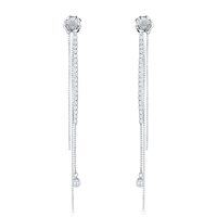wholesale 925 Sterling Silver Rose Flower Dangle Earrings with Pearls and Cubic Zirconia - Wholesale Jewelry for Women- Sliver Plated