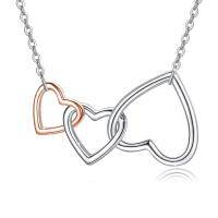 wholesale 925 Sterling Silver Heart Pendant Necklace for Grandmother Mother and Daughter Gifts- Two Tone