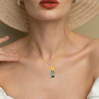 wholesale 925 Sterling Silver You Are My Sunshine Sunflower Crystal Pendant Necklace for Women- Rose Gold Plated