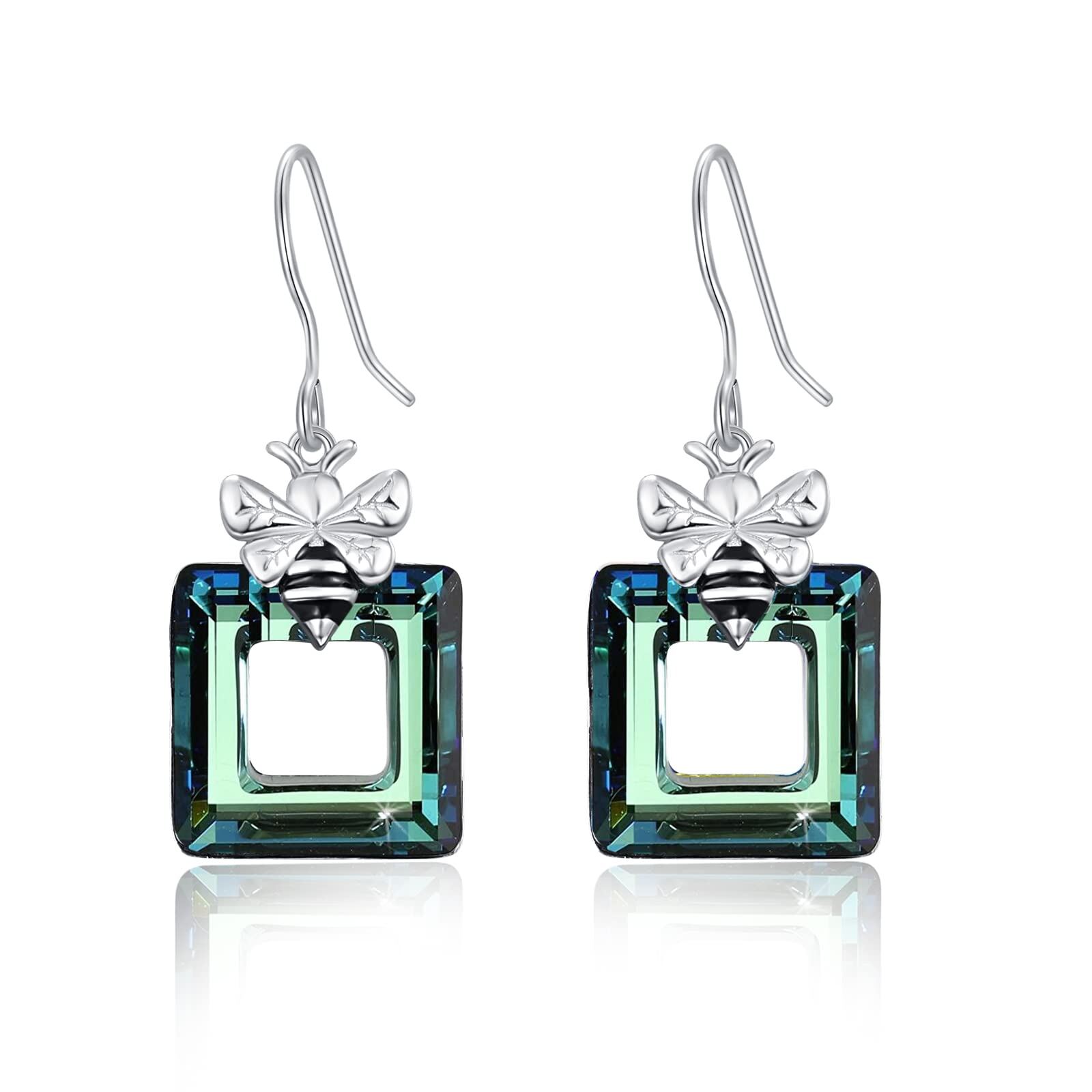 Sterling Silver Bee Earrings - Rhodium Plated- Rhodium Plated