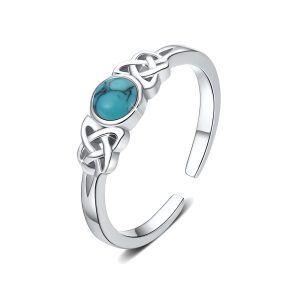 Sterling Silver Celtic Knot Turquoise Adjustable Rings-0