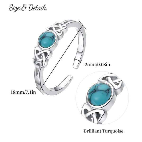 Sterling Silver Celtic Knot Turquoise Adjustable Rings-1