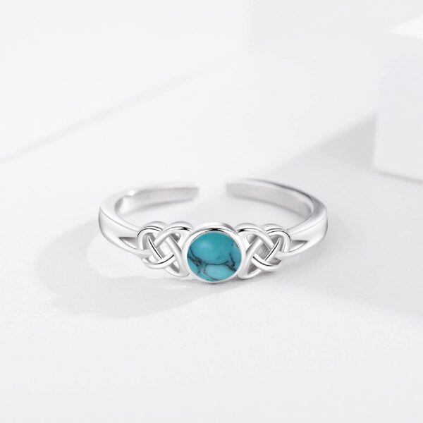 Sterling Silver Celtic Knot Turquoise Adjustable Rings-4