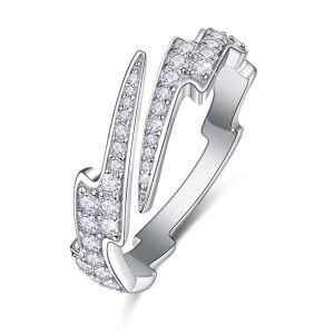 Sterling Silver Lightning Adjustable Ring With Cubic Zirconia-0