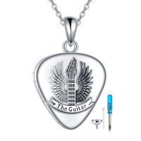 wholesale 925 Sterling Silver Guitar Winged Pendant Cremation Jewelry with Funnel and Screwdriver Kit- Oxidized/Oxidised