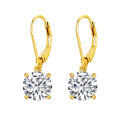 wholesale 14K Gold Round Cut Moissanite 2CT Leverback Dangle Drop Earrings for Women-0-0