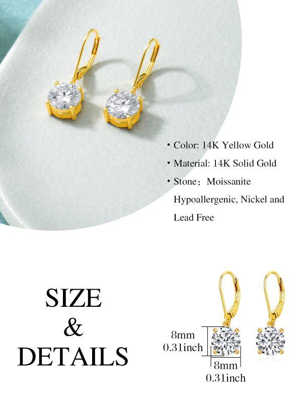 14K Solid Gold Moissanite Dangle Drop Earring-1