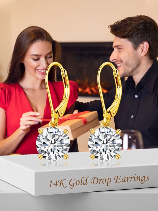 14K Solid Gold Moissanite Dangle Drop Earring-2