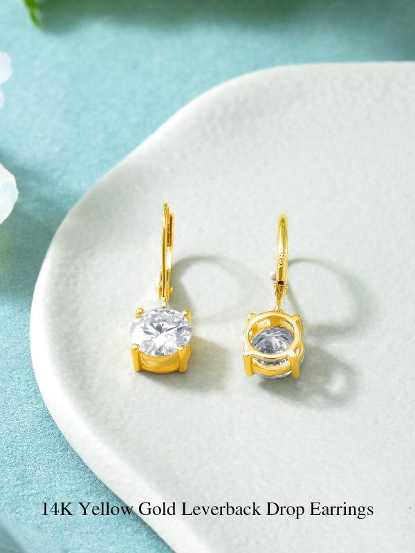 14K Solid Gold Moissanite Dangle Drop Earring-3