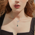 wholesale 925 Sterling Silver Green Moss Agate Leaf Pendant Necklace for Women-0-2