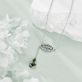 wholesale 925 Sterling Silver Green Moss Agate Leaf Pendant Necklace for Women-0-4