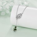 wholesale 925 Sterling Silver Green Moss Agate Leaf Pendant Necklace for Women-0-5