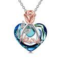 wholesale 925 Sterling Silver Blue Crystal Heart Nana Pendant Necklace-0-0