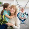 wholesale 925 Sterling Silver Blue Crystal Heart Nana Pendant Necklace-0-2