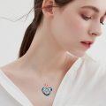 wholesale 925 Sterling Silver Blue Crystal Heart Nana Pendant Necklace-0-3