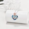 wholesale 925 Sterling Silver Blue Crystal Heart Nana Pendant Necklace-0-5