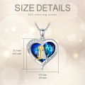 wholesale 925 Sterling Silver Heart-Shaped Blue Crystal Cat & Dog Pendant Necklace for Women's Gifts-0-1