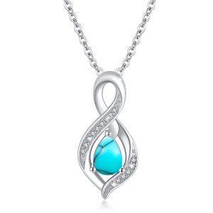 Sterling Silver Turquoise Infinity Pendant Necklace-0