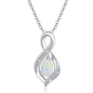 Sterling Silver Opal Infinity Pendant Necklace-0