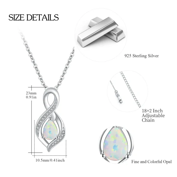 Sterling Silver Opal Infinity Pendant Necklace-1