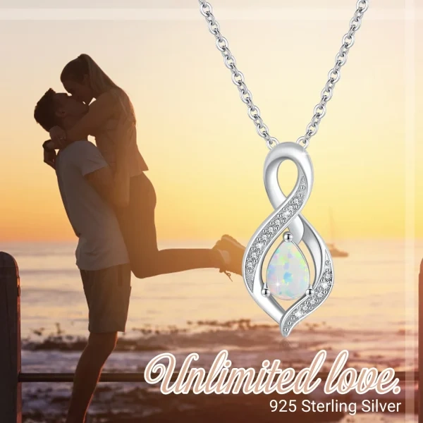 Sterling Silver Opal Infinity Pendant Necklace-2