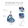 wholesale 925 Sterling Silver Blue Crystal with Red Cardinals and Branches Pendant Necklace-0-1