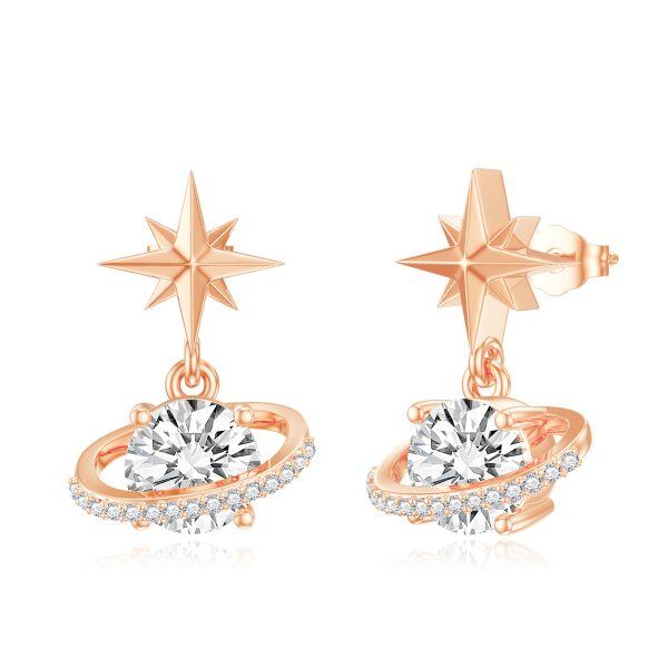 Sterling Silver Moissanite Star Drop Earrings-0